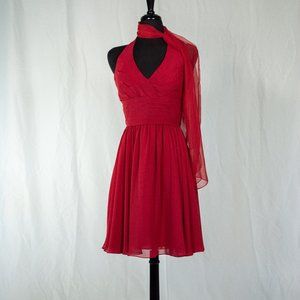 Mori Lee Knee-Length Halter with scarf